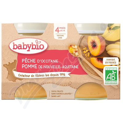 BABYBIO broskev-jablko 4m+ 2x130g