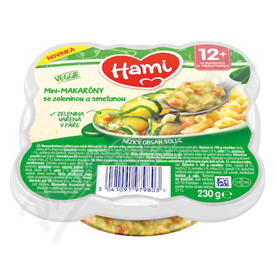 Hami Mini-makarny se zelen.a smetanou 230g 12M+